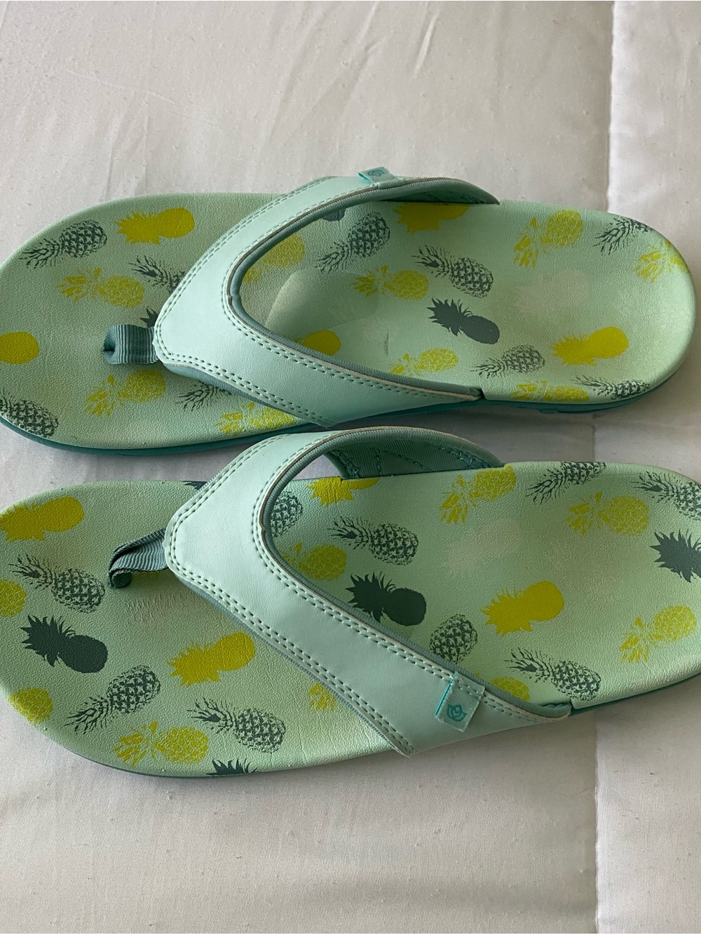Women’s Mint Green Pineapple Print Thong Sandals